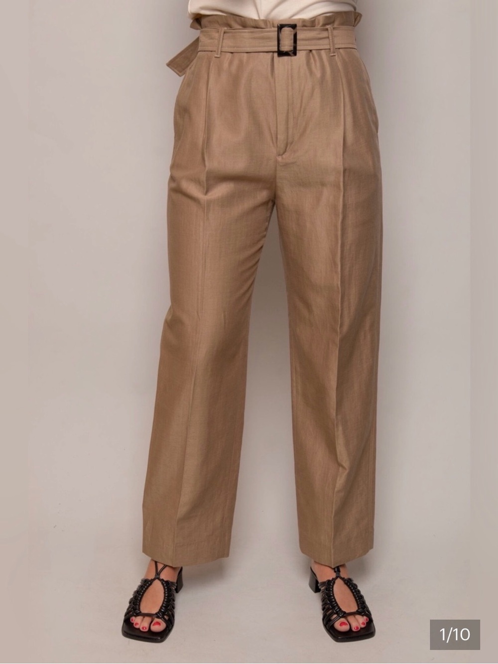 Women’s flippa k paper bag High-Waisted Trousers - Khaki